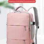 Pink Laptop Backpack - Accommodates Up to 15.6" Laptops & Tablets - Waterproof - Heavily Padded for Sensitive Electronics Protection -  USB Charging Port - Inner Pockets for Wet & Dry Laundry - Luggage Strap -Multifunctional for Hiking , Gym , Travel