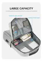 Slim Multifunctional Laptop Backpack - Waterproof - Recharge USB Port  - Shock Protection for Electronics - Inner Pocket Compartments Practical for Business Travel , University & School - Grey - Image 2