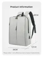 Slim Multifunctional Laptop Backpack - Waterproof - Recharge USB Port  - Shock Protection for Electronics - Inner Pocket Compartments Practical for Business Travel , University & School - Grey - Image 26