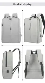 Slim Multifunctional Laptop Backpack - Waterproof - Recharge USB Port  - Shock Protection for Electronics - Inner Pocket Compartments Practical for Business Travel , University & School - Grey - Image 23