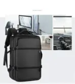 Laptop Backpack - Holds up to 15.6" Laptops & Tablets - Waterproof - Ergonomic Softback - Electronics Impact Protection - Luggage Strap - Organized Pockets - Suitable for Travel, University , Collage , School - BLACK - Image 24