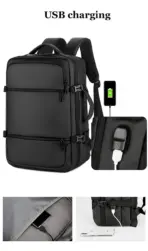 Laptop Backpack - Holds up to 15.6" Laptops & Tablets - Waterproof - Ergonomic Softback - Electronics Impact Protection - Luggage Strap - Organized Pockets - Suitable for Travel, University , Collage , School - BLACK - Image 13