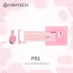 FANTECH P51 5-in-1 Gaming Wired Bundle – Pink Edition - Complete Gaming Setup in One Package – Mouse, Keyboard, Headset, Mousepad, and Stand