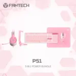 FANTECH P51 5-in-1 Gaming Wired Bundle – Pink Edition - Complete Gaming Setup in One Package – Mouse, Keyboard, Headset, Mousepad, and Stand