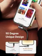 UGREEN USB-C To 90° Angled Lightning Cable 2 meters, MFi Certified, 60W PD Fast Charge, 480Mbps Data, Apple C94 Chip, Nylon Braided Aluminum Shell | US305 60765 - Image 4