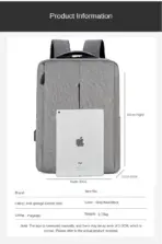 Slim Multifunctional Laptop Backpack - Waterproof - Recharge USB Port  - Shock Protection for Electronics - Inner Pocket Compartments Practical for Business Travel , University & School - Grey - Image 9