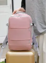 Pink Laptop Backpack - Accommodates Up to 15.6" Laptops & Tablets - Waterproof - Heavily Padded for Sensitive Electronics Protection -  USB Charging Port - Inner Pockets for Wet & Dry Laundry - Luggage Strap -Multifunctional for Hiking , Gym , Travel - Image 24