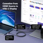 UGREEN Active HDMI To USB-C 4K 60Hz Cable With USB Power 2-meters , Supports 2K 120Hz 1080P 144Hz HDR Surround Audio, Unidirectional HDMI to Thunderbolt , for Switch, PS5 - SteamDeck - Laptop to USB-C Portable Monitor -AR/XR Headset | 35984A - Image 3