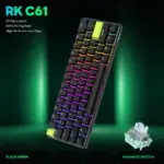 RK ROYAL KLUDGE RK C61 61 Keys Mint Switch Black Green RGB Wired 60% Magnetic Switch Gaming Keyboard, 8000Hz Polling, Hot-Swappable, Web Driver Customization