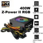XIGMATEK Z-Power II RGB 600 PSU Non-Modular 400W - 120mm RGB Fan - AC 230V Input, Double Forward- Intel & AMD Motherboard - OPP/UVP/OVP/SCP Protection | BLACK EN44540