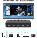 UGREEN HDMI Switch 5-in-1 Out 4K@60Hz with Remote | HDMI 2.0 Splitter Selector Box | Supports HDR, 3D, CEC, HDCP2.2 | Compatible with PS5/PS4, Xbox, Switch, Roku, Fire Stick, TV, Laptop | 90512 - Image 2