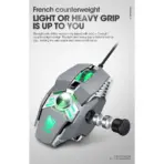 T-WOLF V10 Warrior RGB Gaming Mouse | 7 Programmable Buttons | 6400 DPI | Ergonomic | Built-in Weight Tuning | For E-Sports & Gamers | Silver - Image 4