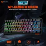 MEETION Hestia MK005 60% Mechanical Gaming Keyboard with RGB LED Backlight, OUTEMU Blue Switches, Full Anti-Ghosting, Double Injection Keycaps, USB Type-C Cable