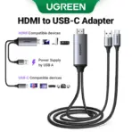 UGREEN Active HDMI To USB-C 4K 60Hz Cable With USB Power 2-meters , Supports 2K 120Hz 1080P 144Hz HDR Surround Audio, Unidirectional HDMI to Thunderbolt , for Switch, PS5 - SteamDeck - Laptop to USB-C Portable Monitor -AR/XR Headset | 35984A