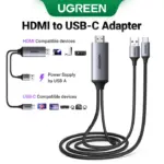 UGREEN Active HDMI To USB-C 4K 60Hz Cable With USB Power 2-meters , Supports 2K 120Hz 1080P 144Hz HDR Surround Audio, Unidirectional HDMI to Thunderbolt , for Switch, PS5 - SteamDeck - Laptop to USB-C Portable Monitor -AR/XR Headset | 35984A