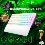 Razer BlackWidow V4 75% Mechanical Gaming Keyboard: Hot Swappable Design - Compact & Durable - Orange Tactile Switches - Chroma RGB - Roller & Media Keys - Wrist Rest - Snap Tap | White
