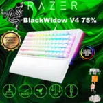 Razer BlackWidow V4 75% Mechanical Gaming Keyboard: Hot Swappable Design - Compact & Durable - Orange Tactile Switches - Chroma RGB - Roller & Media Keys - Wrist Rest - Snap Tap | White