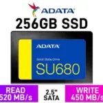 ADATA Ultimate 256GB 3D-Nand 2.5 Inch Sata 6Gb/s SSD - 256GB Solid State Drive, AULT-SU680-256GR , Black
