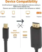 Mini DisplayPort Male to HDMI Male Cable 1080p 1.5 METERS - WHITE - Image 4