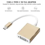 Type C USB-C to Female VGA Adapter Converter Cable , Supports HD , Plug and play - GOLD