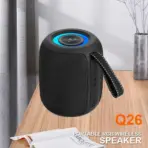 KISONLI Q26 RGB Music Speaker Black | 10W Portable Bluetooth Speaker | 1200mAh Battery | RGB Lighting | Memory Card Support | For Mobile, PC, Outdoor & Karaoke Use