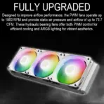 GAMDIAS AURA GL360 Digital WH Liquid Cooler With 2.1” Real-Time Display, ARGB PWM Fans, Copper Base, 73.7 CFM Airflow, 396mm Radiator, AM5 & LGA 1851 Support, Zeus Cast Software | WHITE  - Image 5
