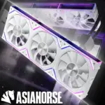 AsiaHorse Dawn Pro ARGB 120mm Fan 3-Pack – Modular Daisy Chain, Infinity Mirror, PWM Control, HDB Bearing, 900-1850 RPM, 71 CFM Airflow, ARGB Sync – Forward White