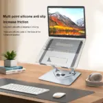 Foldable Tablet Bracket Stand | 360 Degree Rotating Portable Laptop Bracket | Hollow Heat Dissipation | Height Adjustable | FULL ALUMINUM | SILVER