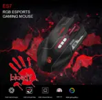 bloody ES7 RGB ESPORTS GAMING MOUSE , 6000 CPI 5-Level Adjustable , Self-Customize M Button , Bloody Esports Software , 1ms Key Response , PixArt Optical Engine Sensor - BLACK