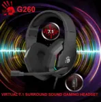 bloody G260 VIRTUAL 7.1 SURROUND SOUND GAMING HEADSET - 50 mm Speaker Unit - RGB Flow Backlight - Noise Cancelling Mic. - In-Line Controller - USB Plug Port - BLACK