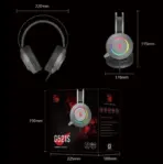bloody G521S RGB Gaming Headset , 50 mm speaker , Omni-Directional Noise-Canceling Mic. , Suspended Headband , 7-Color Circular Breathing Light , 230 cm USB Cable - Sliver Black  - Image 3