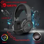 bloody GR370 GAMING WIRELESS HEADSET - 3 Mode Connectivity ① 2.4GHz Wireless ② Bluetooth v5.3 ③ 3.5mm Wired Audio - Noise Cancelling Uni-Directional Mic - 7 Color Backlit - Up to 12m Operating Range - Sports Black