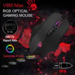 bloody V8M MAX RGB OPTICAL GAMING MOUSE - 12,000 CPI, 8000 FPS，250 IPS, and 35G acceleration - 5-Way Gun Adjustments, 6 Sniper Modes for FPS , Quick1-Key Execution of Macros in MMO games - BLACK 