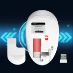 MEETION Rechargeable Wireless Mouse R600 with 1600 DPI, 10m Wireless Range, 2.4GHz Transmission, Mute Buttons, Auto Sleep, and Slim Design | SILVER WHITE - Image 5
