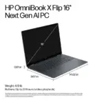 HP OmniBook X Flip AI PC Intel® Core™ Ultra 7 256 Intel® AI Boost (47 NPU TOPS) | 16GB DDR5x RAM ; 1TB NVMe SSD | Intel® Arc™ | 16 inch 2K IPS TouchScreen Display | Backlit Keyboard | Windows 11 |  16-as0023dx Eclipse Gray - Image 11