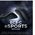 BenQ Zowie EC3-C Ergonomic Gaming Mouse | Professional Esports Performance | Lighter Weight | Driverless | Paracord Cable | 24-Step Scroll Wheel | Matte Black | Small Size