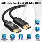 HDMI 4K Cable 2.0V 20M High-Speed 18Gbps 3840x2160@60Hz 3D Dynamic HDR HDCP2.2 Mirror Extend Game Mode for TV PC Console Gaming