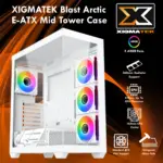 XIGMATEK Blast Arctic E-ATX Mid Tower Case With 4 ARGB Fans, Tempered Glass, 360mm Radiator Support, 410mm GPU Clearance, Steel Chassis, USB 3.0 I/O