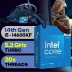 CPU Intel Core i5-14600KF - Raptor Lake Core i5 14th Gen 14-Core (6P+8E) LGA 1700 125W 5.3GHz Max Turbo ; None Integrated Graphics Desktop Processor - Boxed | 1 YEAR WARRANTY