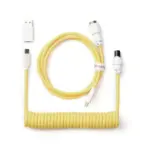 Keychron Custom Coiled Aviator Cable With Straight Connector, 136cm Total Length, Detachable 5-Pin GX12 Port, USB Type-C Compatibility, Durable Nylon Braid | YELLOW  - Image 3