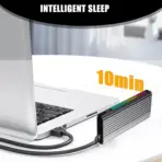 M.2 NVMe SATA SSD Enclosure Adapter Aluminum, 10Gbps USB 3.2 Gen 2 to NVMe SATA M-Key/(B+M) Key, Tool-Free Case w/ UASP, TRIM, Heat Sink, LED, Up to 8TB, 2242/2260/2280 | Silver Grey - Image 3