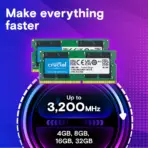 Crucial BASICS 8GB DDR4 RAM 3200MHz (PC4-25600), Downclockable to 2933/2666MHz Laptop Memory, SODIMM 260-Pin CL22 1.2V, Compatible with 13th Gen Intel Core and AMD Ryzen 7000 | CB8GS3200 - Image 2