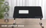 Laptop Desk Adjustable Foldable Laptop Stand | TILT | HIGHT ADJUSTABLE | ONE FAN | SILICON WRIST REST | FOR LAPTOPS UP TO 17 INCH | LAPTOP BED TABLE | BLACK 