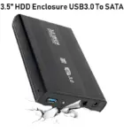 3.5" HDD Enclosure, USB3.0 To SATA External Hard Drive Aluminum Alloy Enclosure Adapter - 5GBps Transfer Rate - Tool Free - JMS578 bridge controller Chip - BLACK