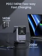 UGREEN 300W 48,000mAh Portable Power Bank With LiFePO4 Battery, 140W PD3.1 USB-C Fast Charging, 5 Ports (3C2A), Smart Display, LED Light With SOS Mode, 153Wh Laptop & Travel Backup Charger - Image 2