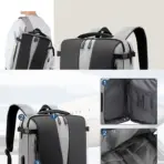 Laptop Backpack – Accommodates Up To 15.6″ Laptops & Tablets – Waterproof – Heavily Padded For Sensitive Electronics Protection –  USB Charging Port – Inner Pockets – 34 x 17 x 47 cm – Luggage Strap -Multifunctional For University  , Travel , Business - Black & Grey - Image 11