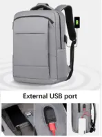 Business Slim Formal Laptop Backpack for up to 15.6 Inch - Durable Oxford Textile - USB Charging Port - Organized Compartments - Waterproof - Heavily Padded for Sensitive Electronics Impact Protection - GREY - Image 7