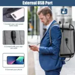 Laptop Backpack – Accommodates Up To 15.6″ Laptops & Tablets – Waterproof – Heavily Padded For Sensitive Electronics Protection –  USB Charging Port – Inner Pockets – 34 x 17 x 47 cm – Luggage Strap -Multifunctional For University  , Travel , Business - Black & Grey - Image 10