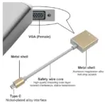 Type C USB-C to Female VGA Adapter Converter Cable , Supports HD , Plug and play - GOLD - Image 5