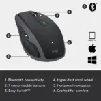 Logitech MX Anywhere 2S Compact Wireless Laser Mouse, Bluetooth & USB, 4000 DPI, 7 Fully Programmable Buttons, Darkfield Sensor, Hyperfast Scroll, Rechargeable, Multi-Device , for Windows-macOS- iPadOS-Linux |  Graphite - Image 6